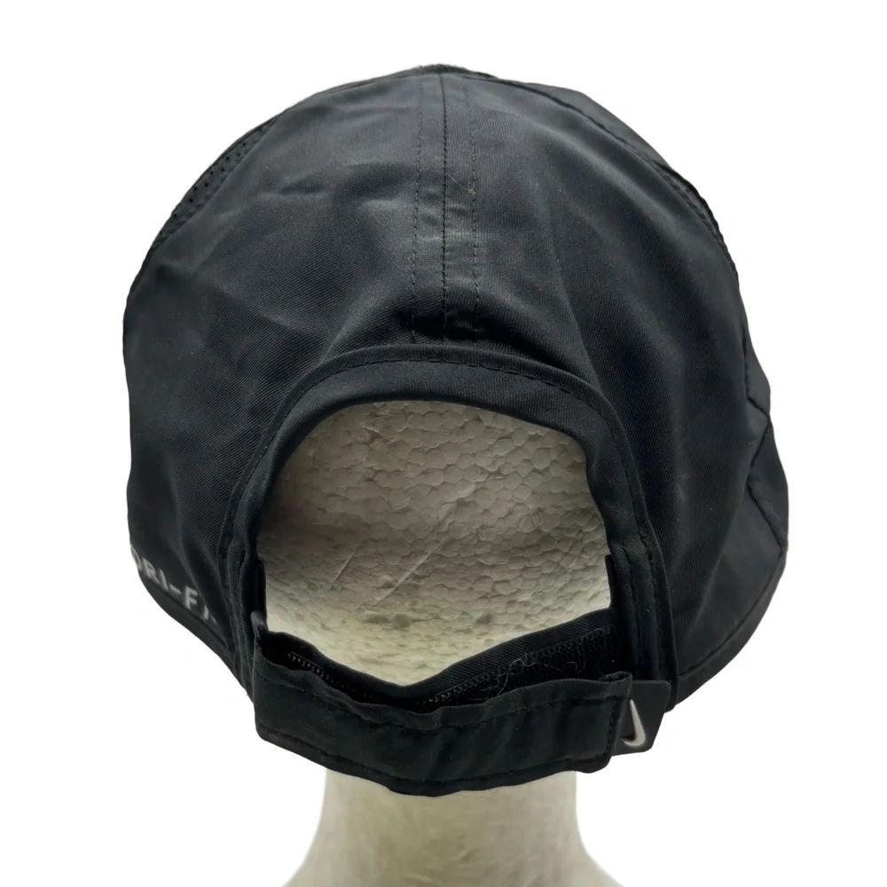 Nike Featherlight Dri-Fit Black Adjustable Hat Running Cap Lightweight Unisex - Picture 4 of 9